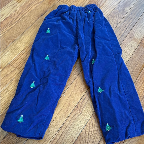 Anavini Hand Smocked 4T Corduroy Christmas Tree Pants - Picture 3 of 3